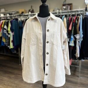 Cream Corduroy Oversized Shacket